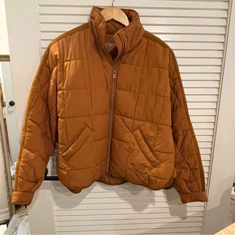Free People Orange Puffer Jacket